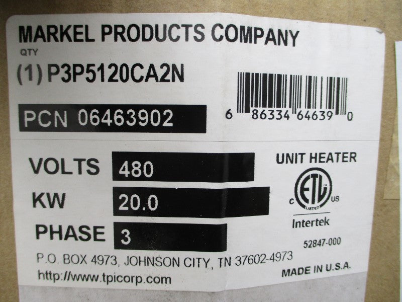MARKEL P3P5120CA2N 480V 24.7A NSMP