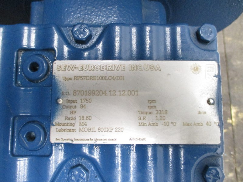 SEW-EURODRIVE DRE100LC4/DH 230/460V 12.90/6.50A NSNP