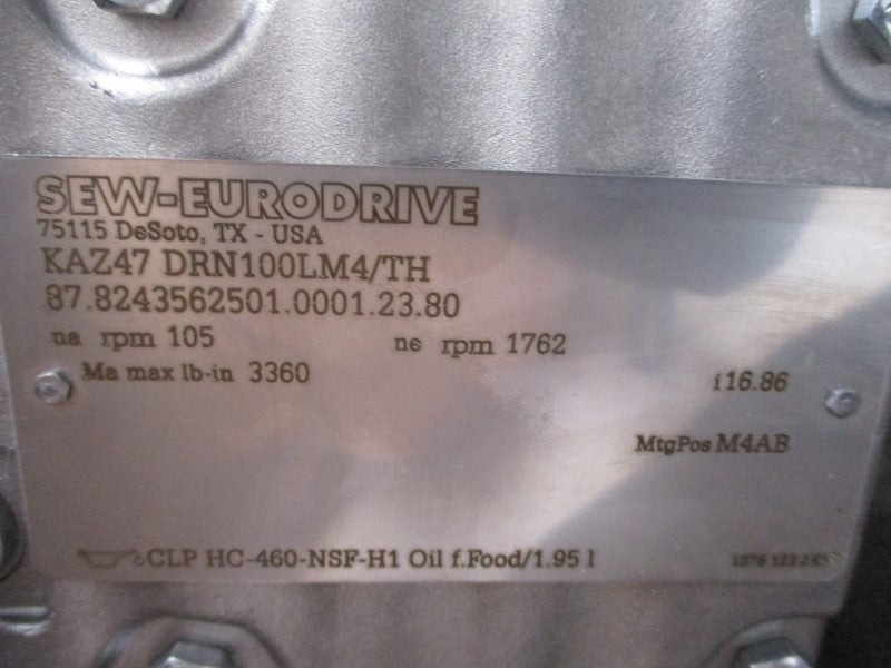 SEW-EURODRIVE KAZ47DRN100LM4/TH 230/460V 8.40/4.20A NSNP