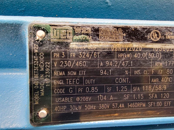 WEG 04018ET3E324T-W22 230/460V 94.2/47.1A NSNP