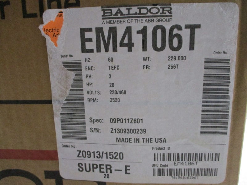 BALDOR RELIANCE EM4106T M09P011Z601 230/460V 46/23A NSMP