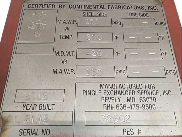 CONTINENTAL FABRICATORS W 150PSI 300'F NSNP