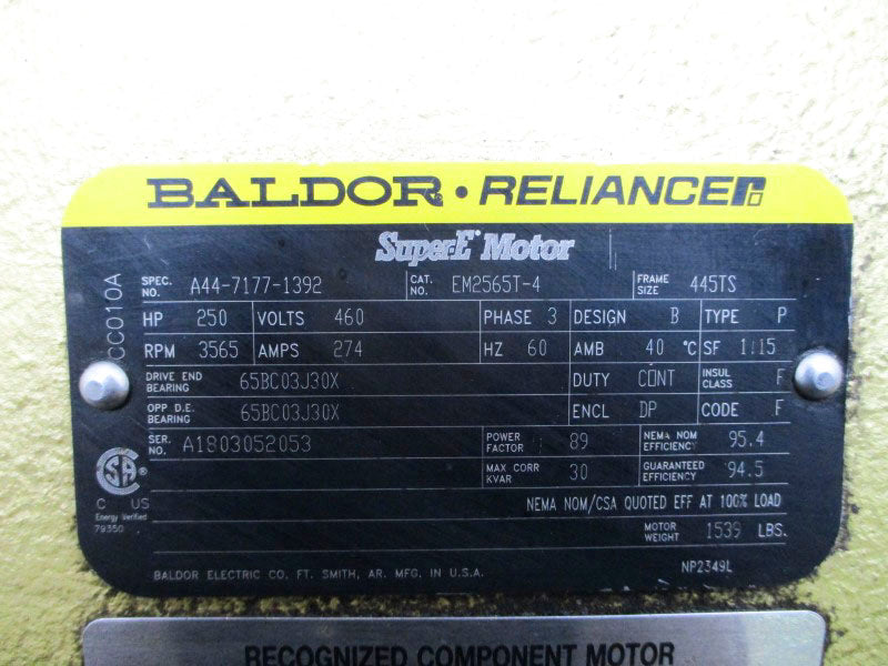 BALDOR RELIANCE EM2565T-4 A44-7177-1392 460V 274A NSNP