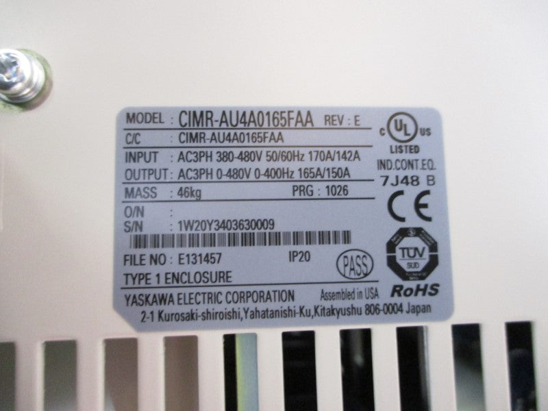YASKAWA CIMR-AU4A0165FAA 380-480VAC 170/142A NSMP