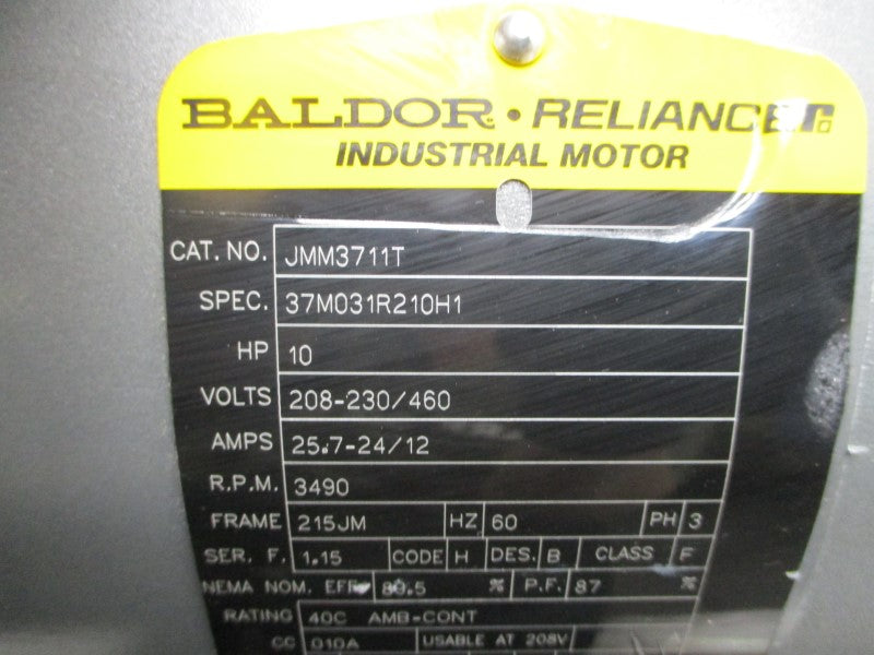 BALDOR RELIANCE JMM3711T 37M031R210H1 208-230/460V 25.7-24/12A NSNP