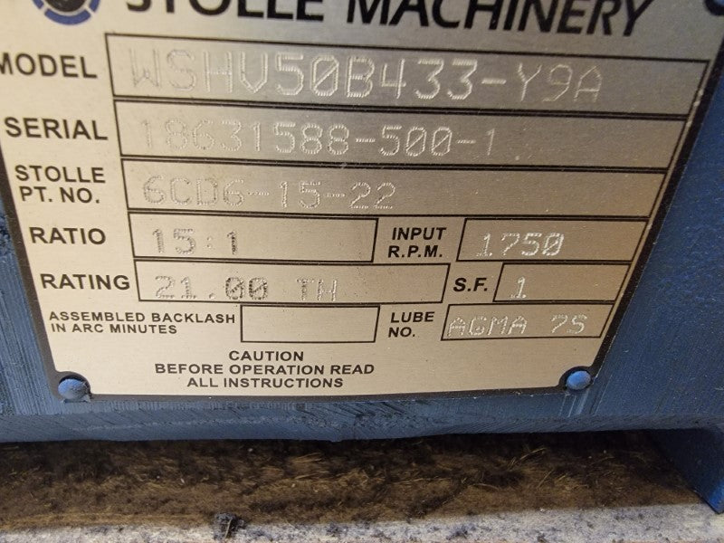 STOLLE MACHINERY WSHV50B433-Y9A (AS PICTURED) NSNP