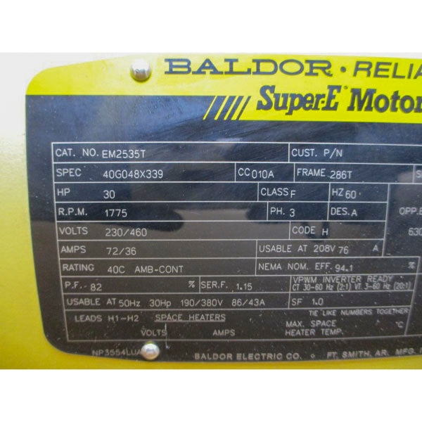 BALDOR RELIANCE EM2535T 40G048X339 230/460V 72/36A NSMP