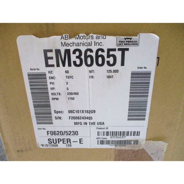 BALDOR RELIANCE EM3665T 06C101X182G9 230/460V 13.2/6.6A NSMP