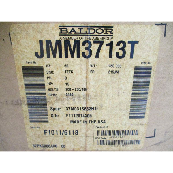BALDOR JMM3713T 208-230/460V 38-34.6/17.3A NSMP
