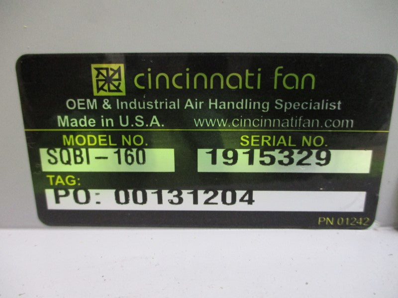 CINCINNATI FAN SQBI-160 W/ SIEMENS 1LE21212AA214AA3 230/460V 26.0/13.0A NSNP