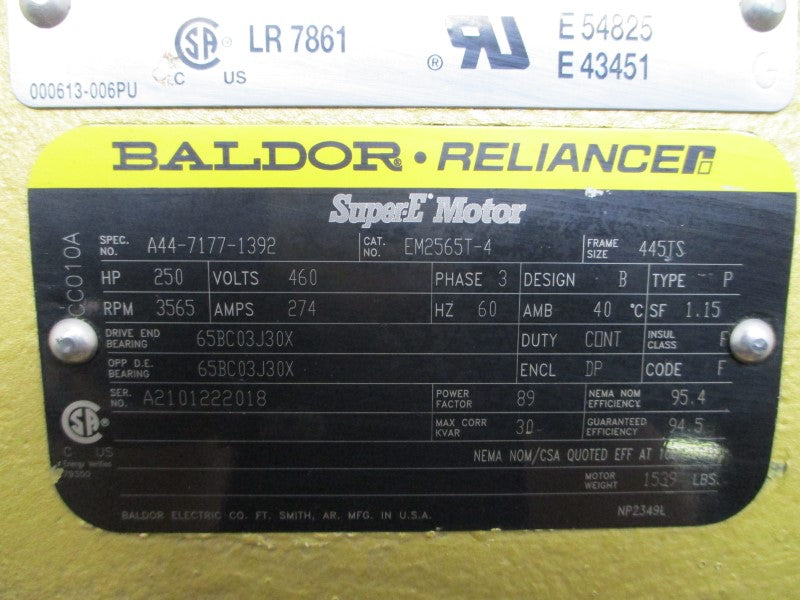 BALDOR RELIANCE EM2565T-4 A44-7177-1392 460V 274A NSNP