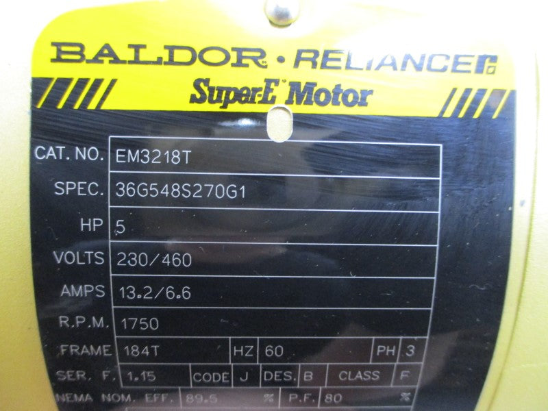 BALDOR RELIANCE EM3218T 36G548S270G1 230/460V 13.2/6.6A NSNP