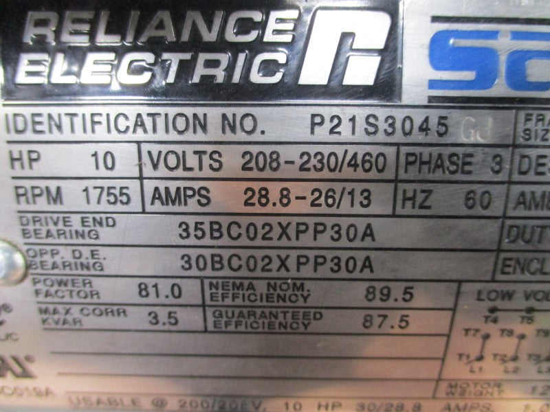 RELIANCE ELECTRIC P21S3045GJ 208-230/460V 28.8-26/13A NSNP