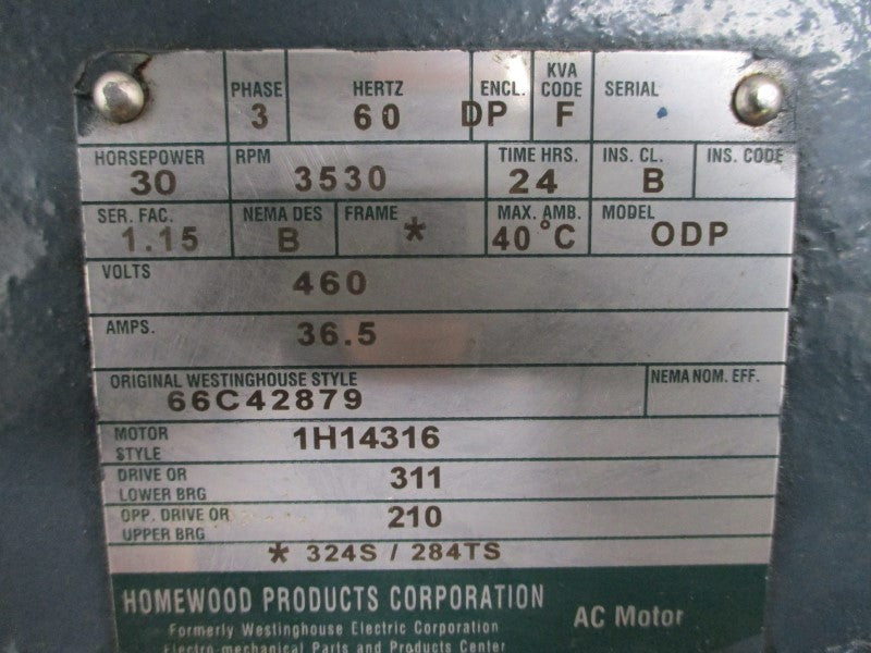 HOMEWOOD PRODUCTS 1H14316 460V 36.5A NSNP
