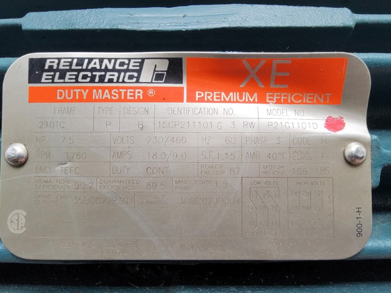 RELIANCE ELECTRIC 15GP211101C3RW 230/460V 18.0/9.0A NSNP