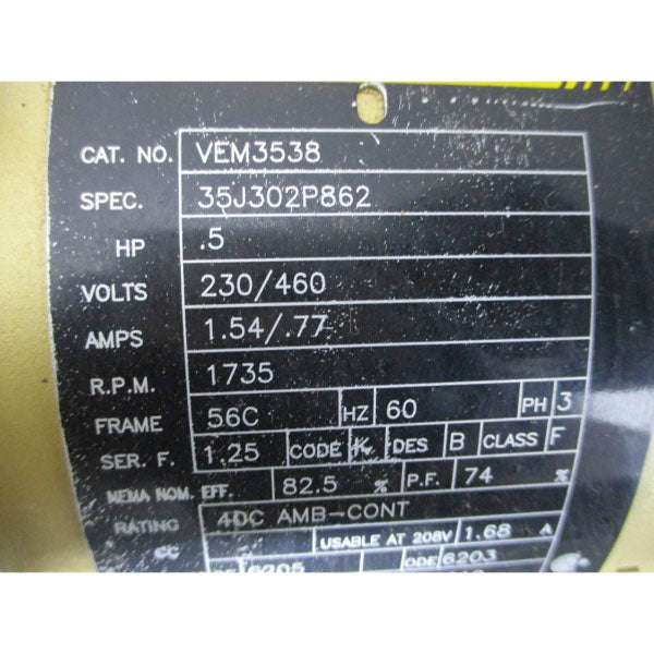 COPERION ZVB200.1(T)-4.5-SS 0255-P1-2006-000 W/ BALDOR VEM3538 HB383CN56C 230/460V 1.54/.77A NSNP