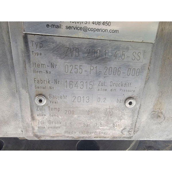 COPERION ZVB200.1(T)-4.5-SS 0255-P1-2006-000 W/ BALDOR VEM3538 HB383CN56C 230/460V 1.54/.77A NSNP