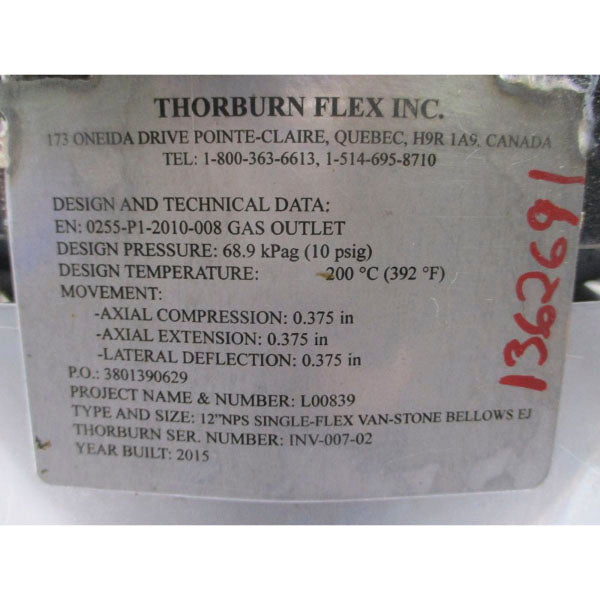 THORBURN FLEX 0255-P1-2010-008 L00839 10PSI 12" NSNP