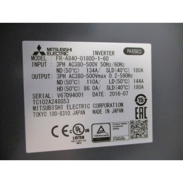 MITSUBISHI ELECTRIC FR-A840-01800-1-60 380-500VAC 134A NSMP