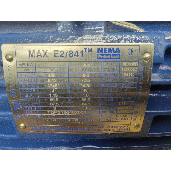 TECO WESTINGHOUSE HB0054C AEHH8B 460V 7.35A NSMP