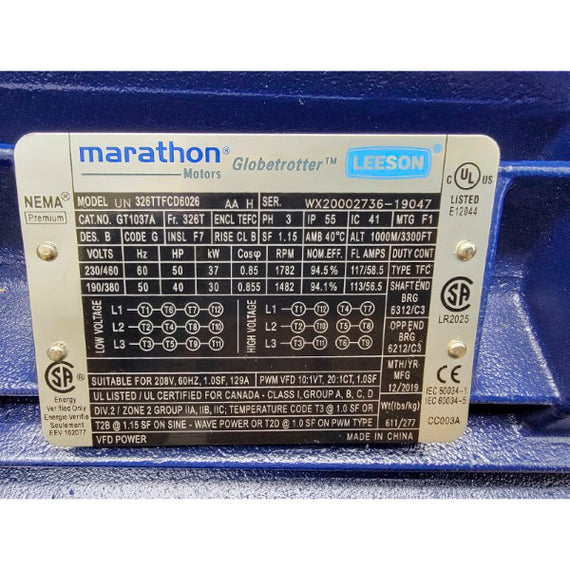 MARATHON GT1037A 326TTFCD6026 230/460V 117/58.5A NSMP