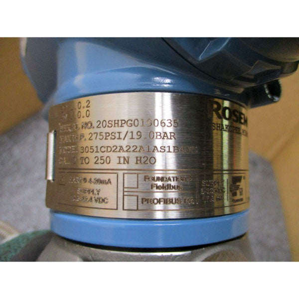 ROSEMOUNT 3051CD2A22A1AS1B4M5 10.5-42.4VDC 275PSI NSMP
