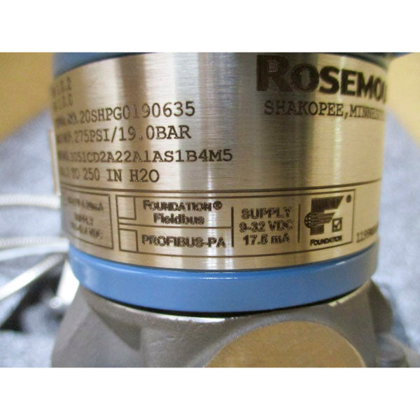 ROSEMOUNT 3051CD2A22A1AS1B4M5 10.5-42.4VDC 275PSI NSMP