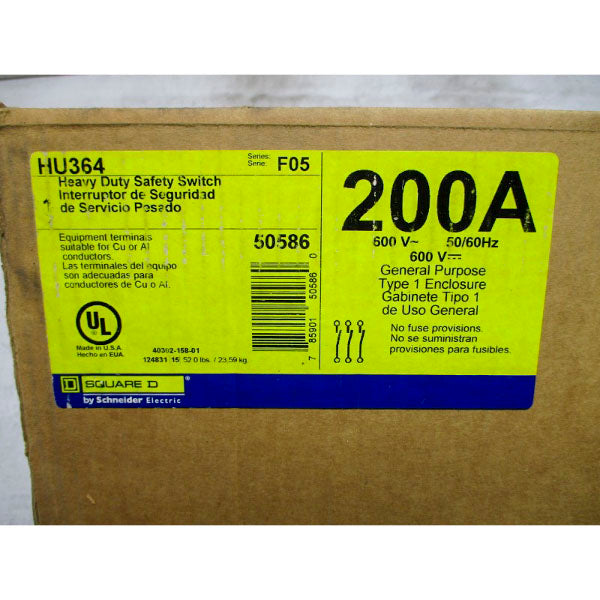 SQUARE D HU364 SER. F05 600V 200A NSFS