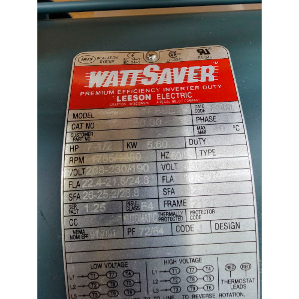 LEESON 140450.00 C213T17FB6E 208-230/190V 22.4-21.6/24.8A NSMP