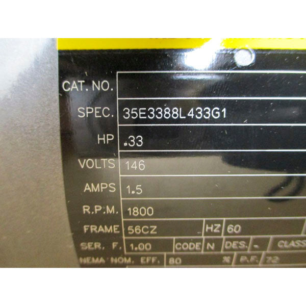 BALDOR RELIANCE 35E3388L433G1 56CZ .33 HP RMP 1800 146V 1.5A NSMP