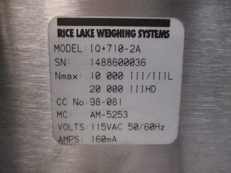 RICE LAKE WEIGHING SYSTEMS IQ+710-2A 45527I01 115VAC 160A NSNP
