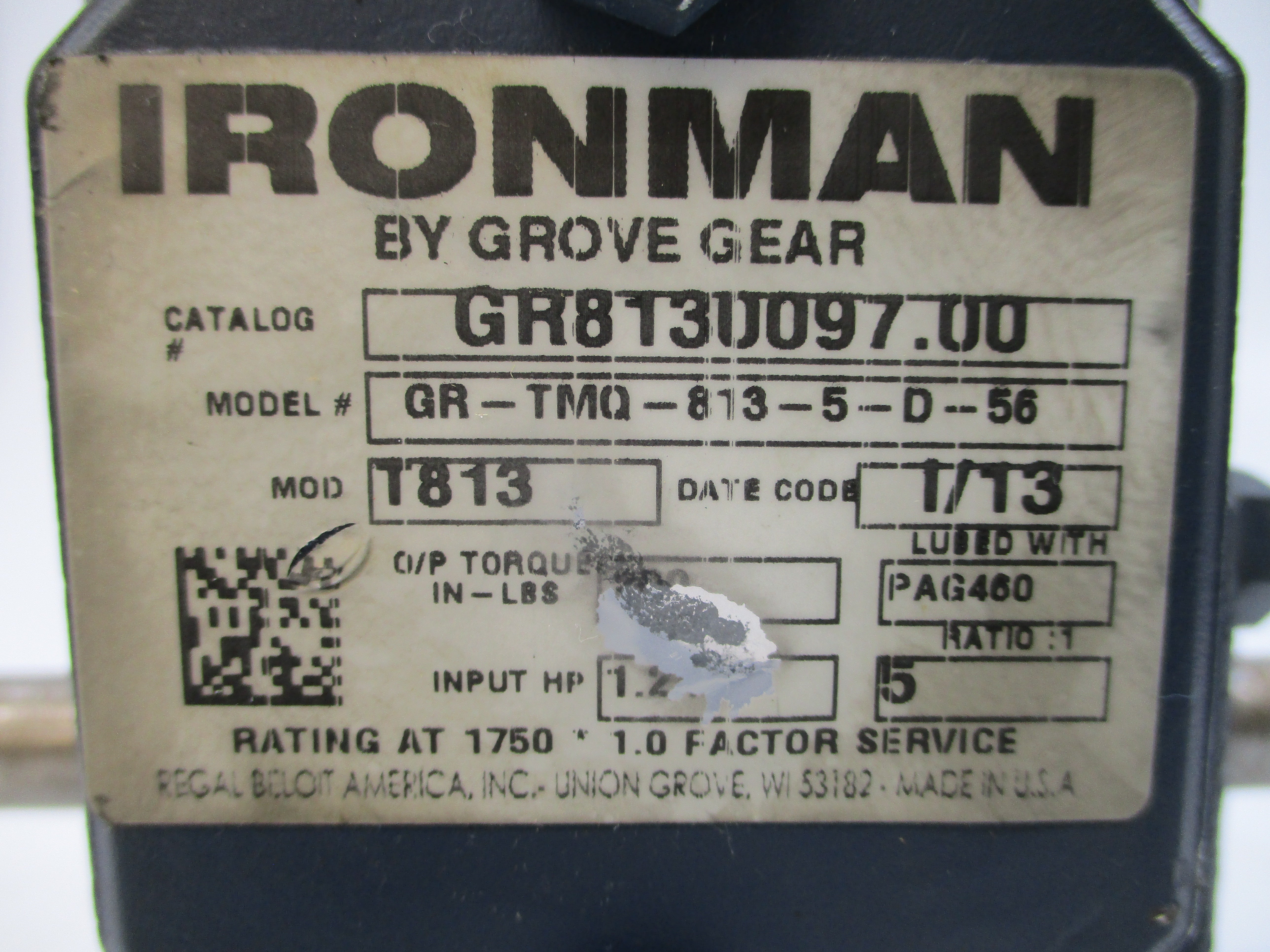 GROVE GEAR GR8130097.00 GR-TMQ-813-5-D-56 UNMP