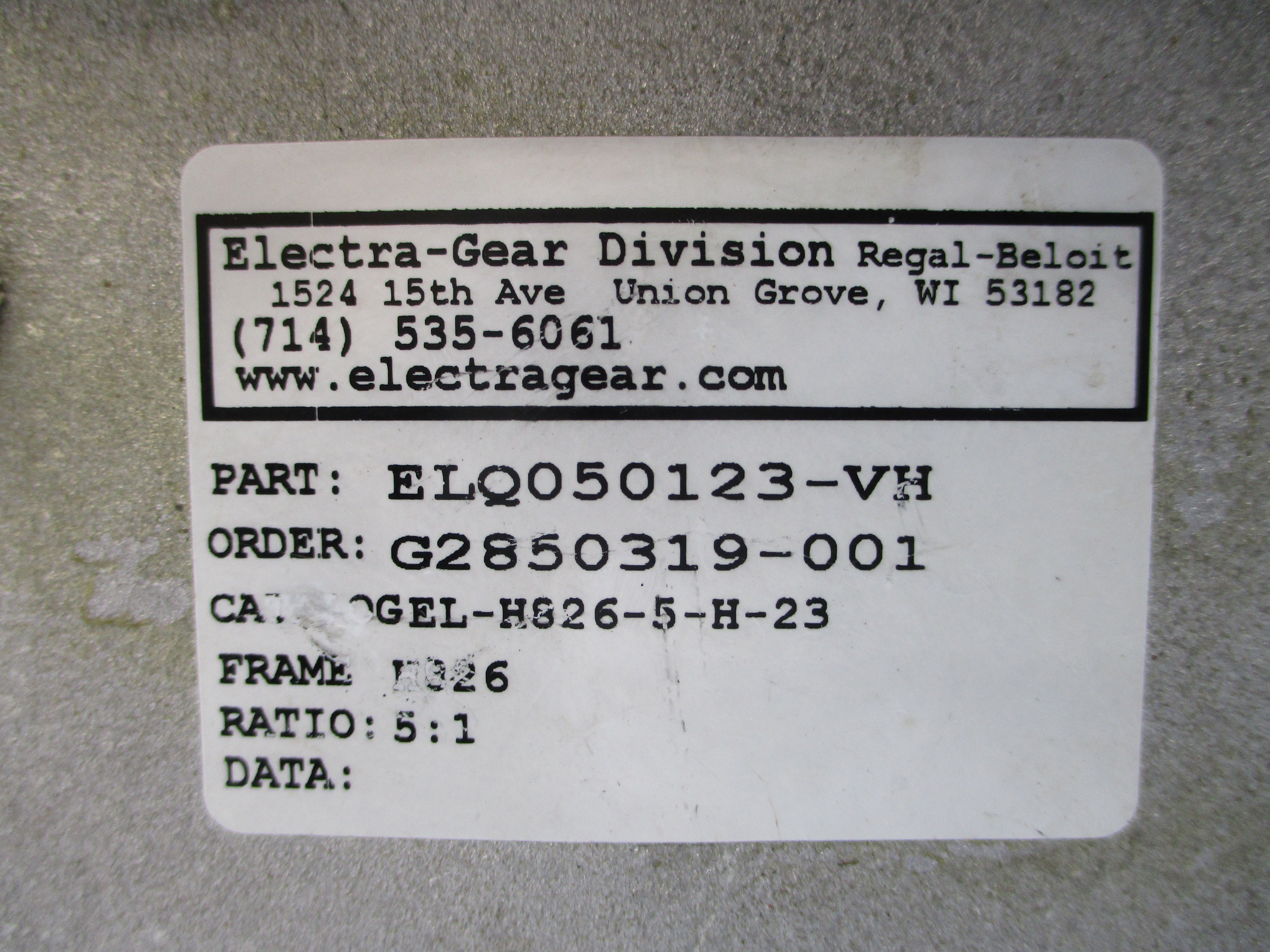GROVE GEAR ELQ050123-VH OGEL-H826-5-H-23 NSNP