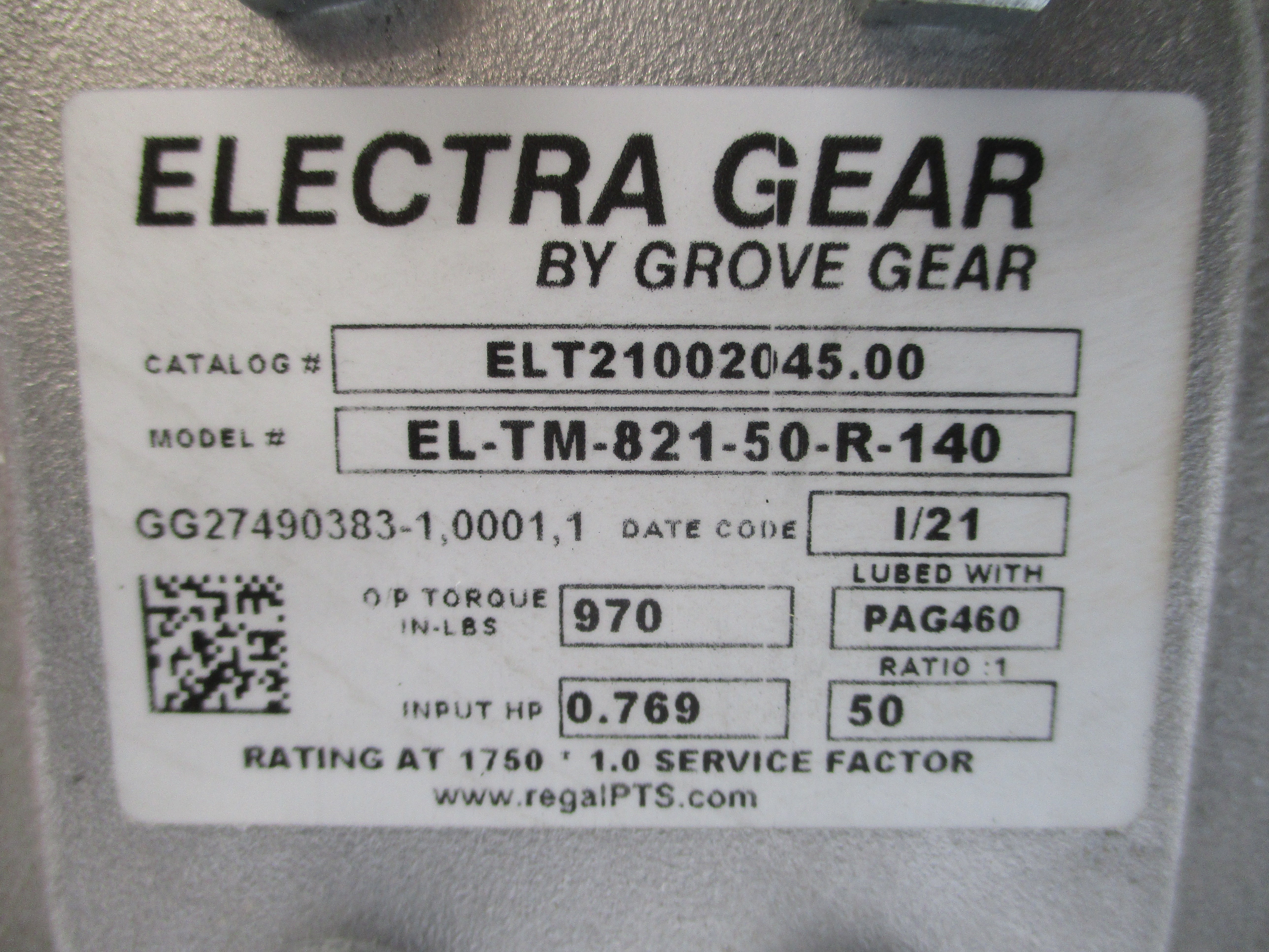GROVE GEAR ELT21002045.00 EL-TM-821-50-R-140 NSNP
