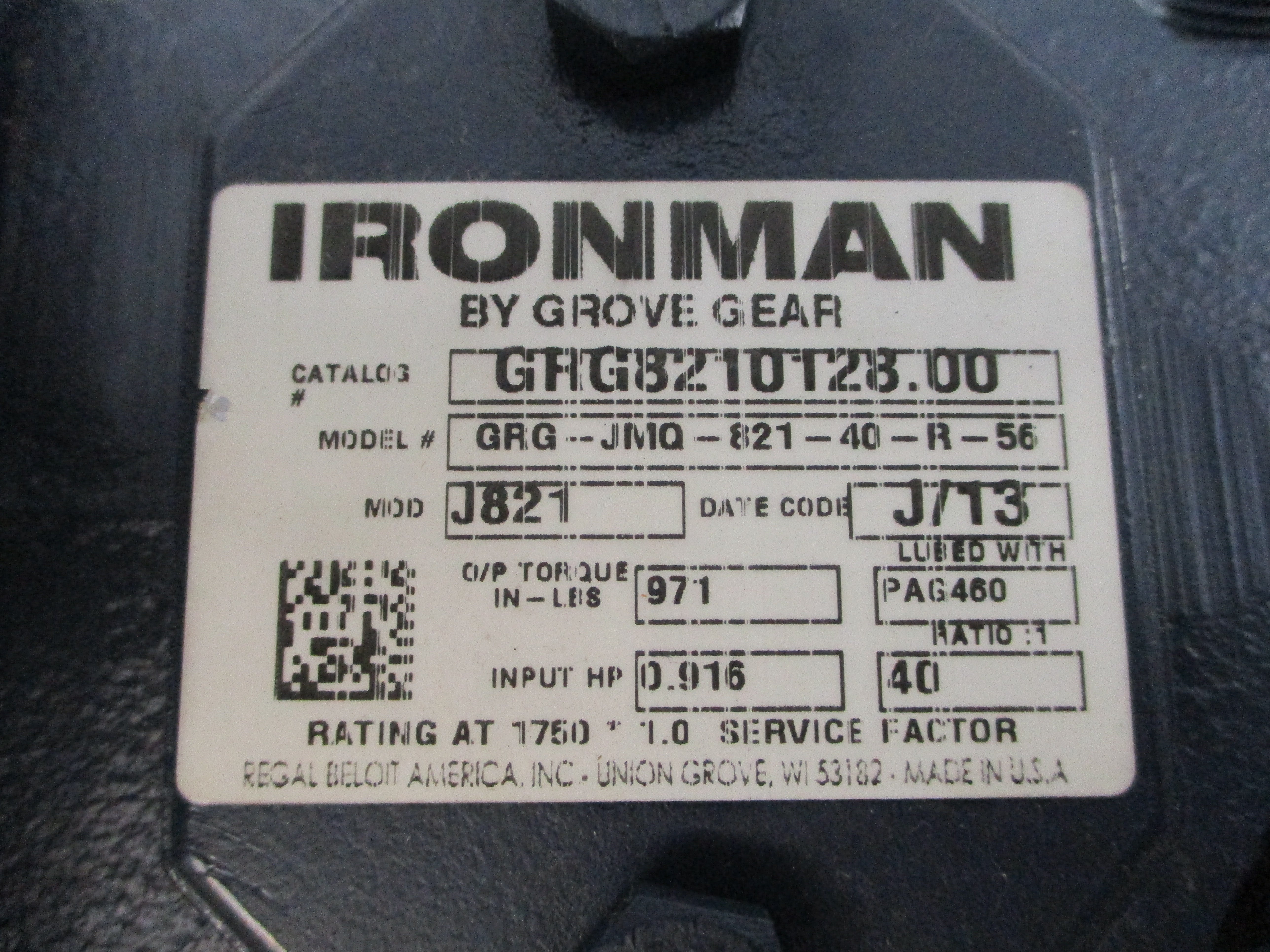 GROVE GEAR GRG8210128.00 GRG-JMQ-821-40-R-56 NSNP