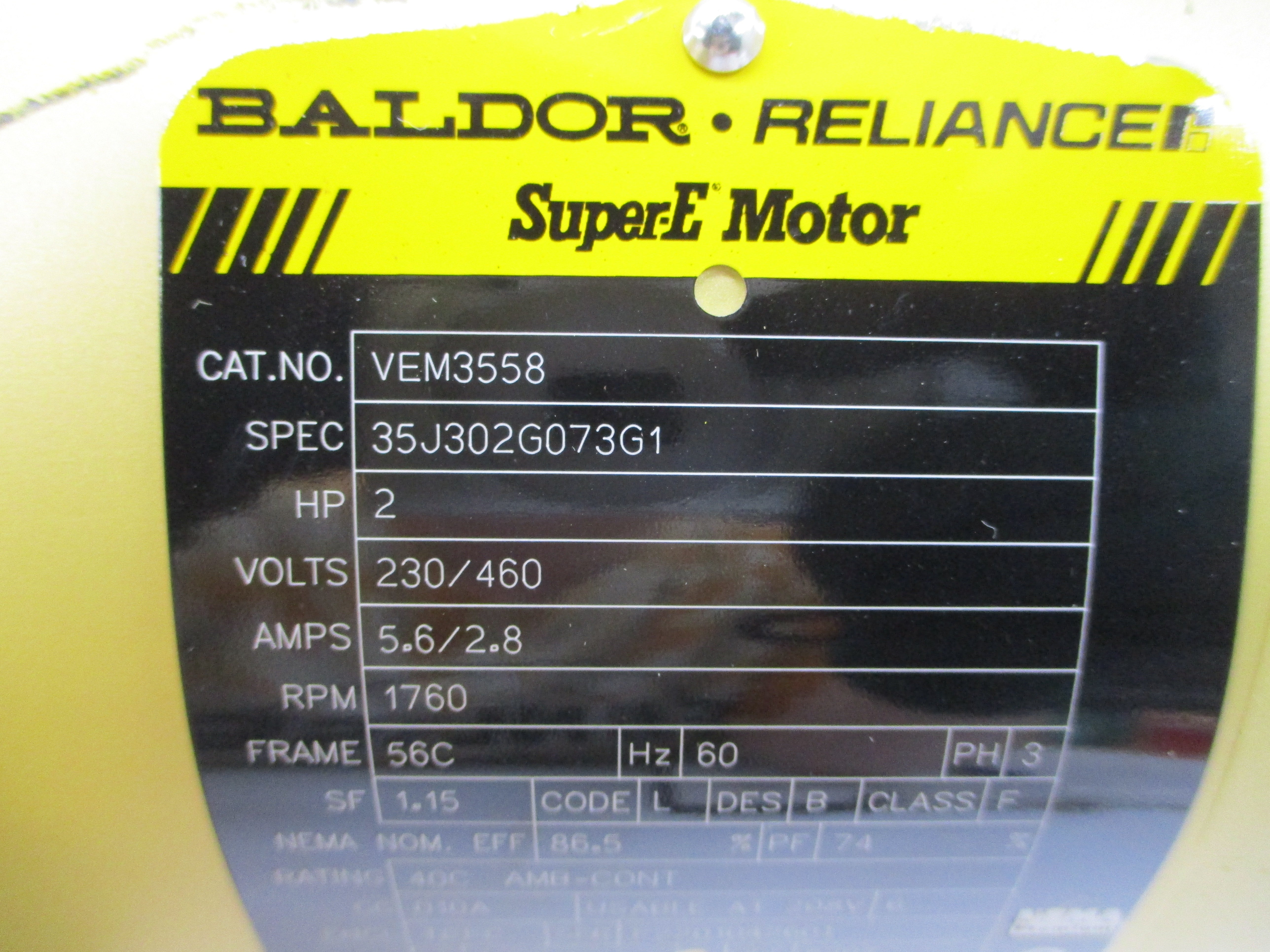 BALDOR VEM3558 35J302G073G1 230/460V 5.6/2.8A NSNP
