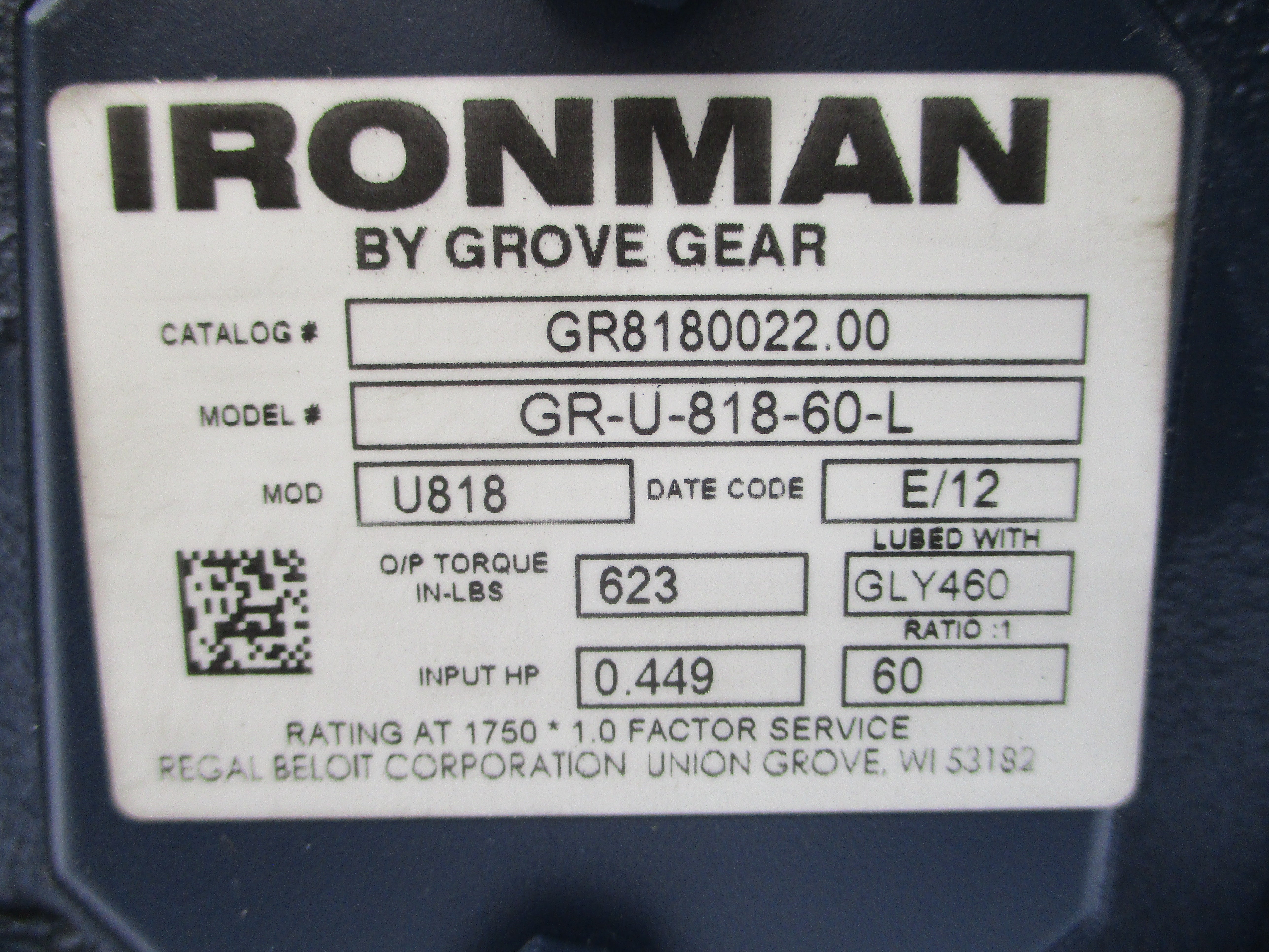 GROVE GEAR GR8180022.00 GR-U-818-60-L NSNP