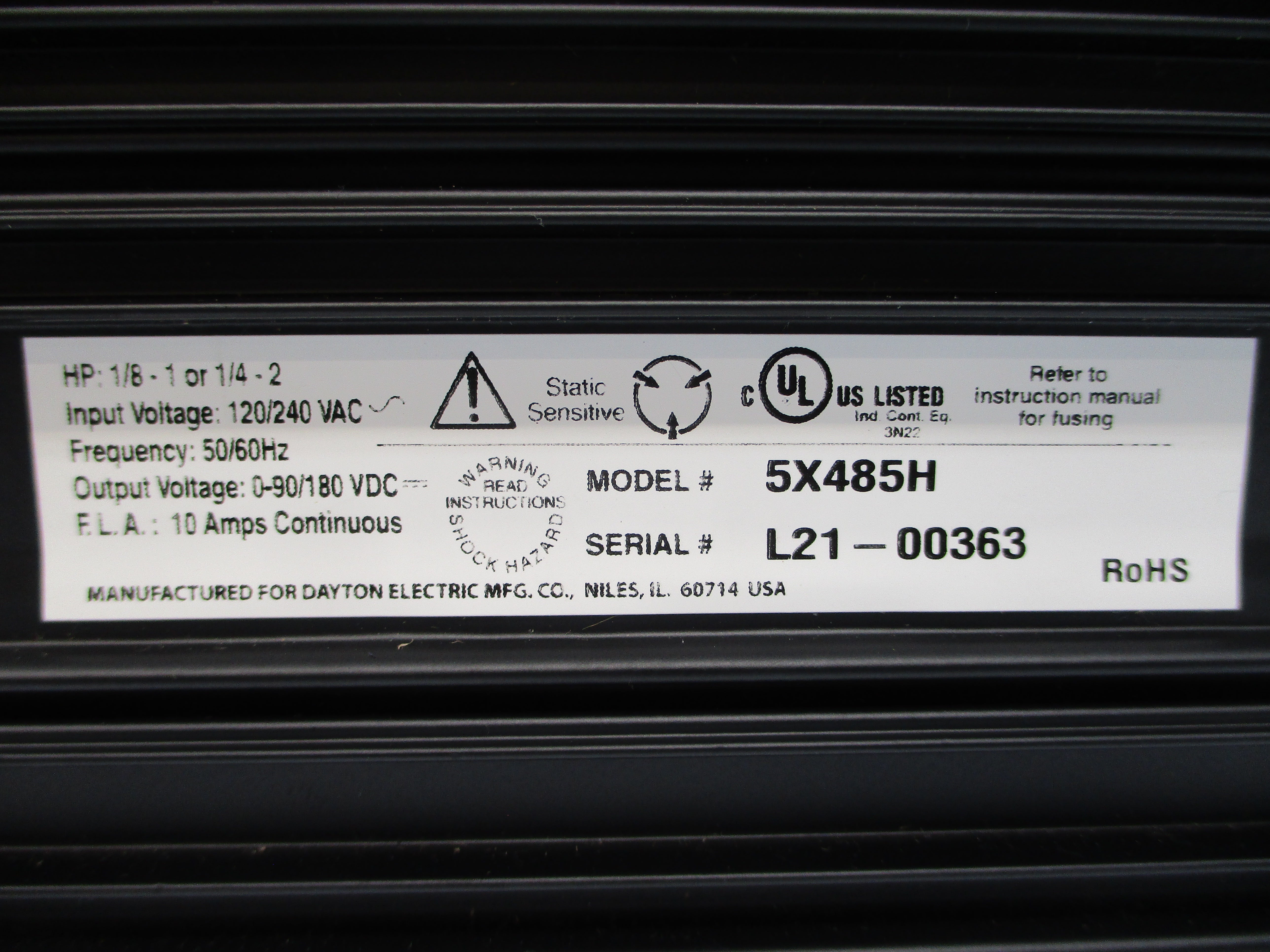 DAYTON 5X485H 120/240VAC 10A NSMP