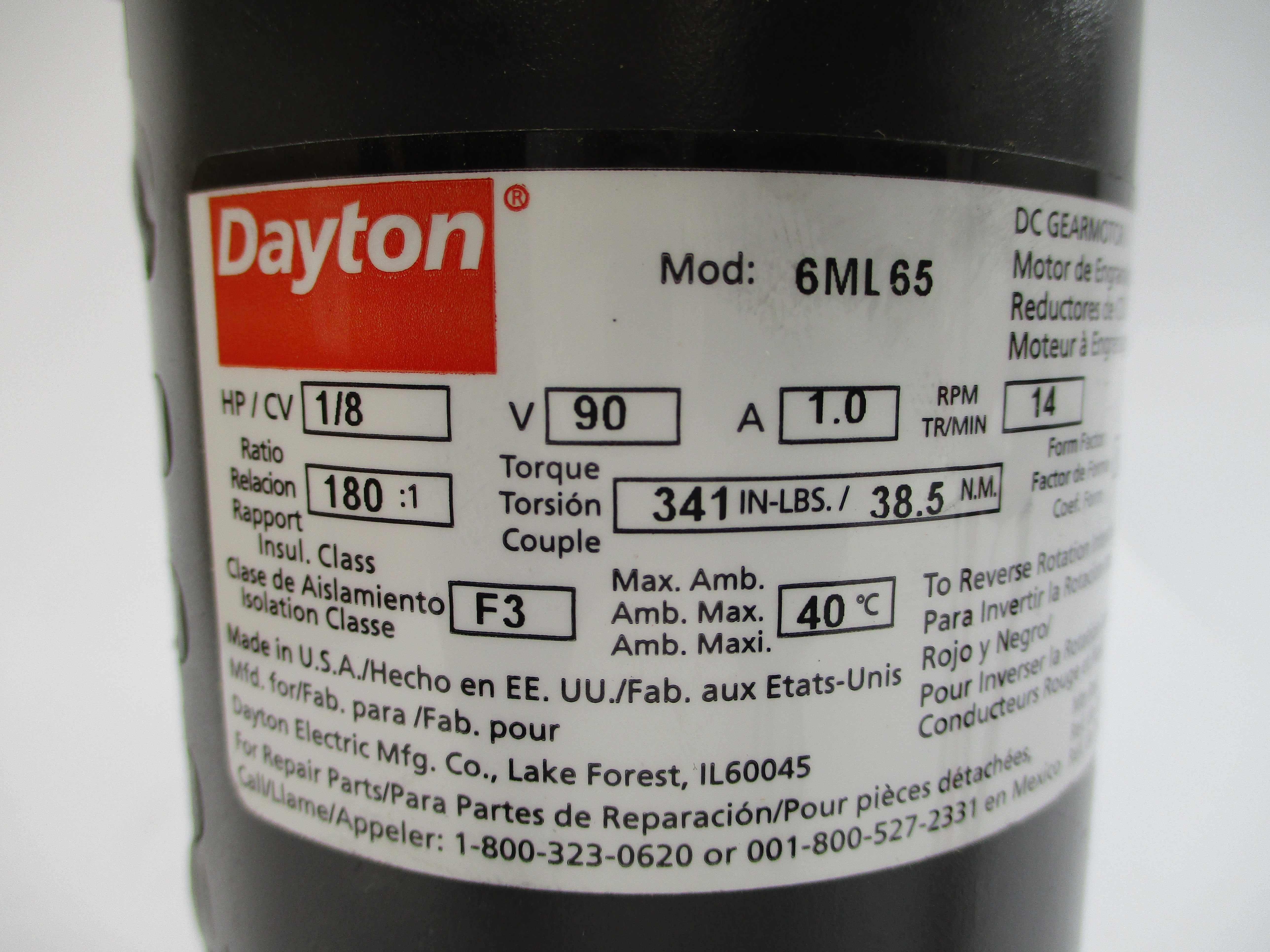 DAYTON 6ML65 90VDC 1.0A NSMP