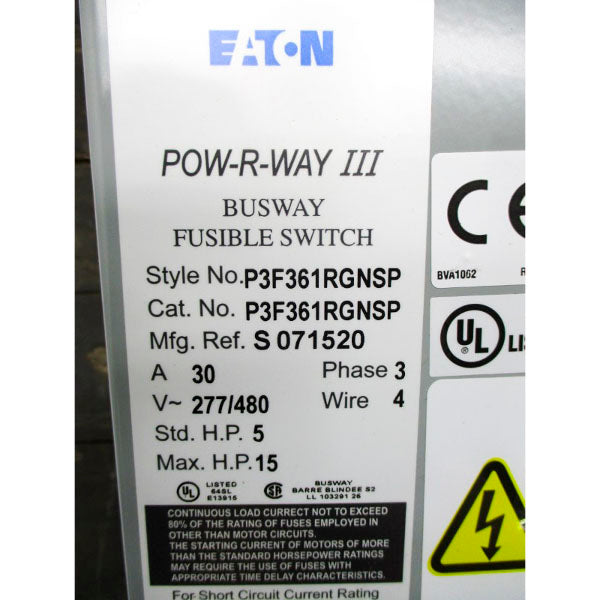 EATON P3F361RGNSP 277/480V 30A NSMP
