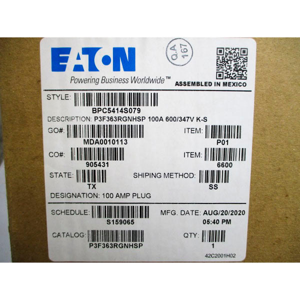 EATON P3F363RGNHSP BPC5414S079 600/347V 100A NSMP
