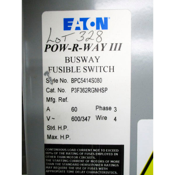 EATON P3F362RGNHSP BPC5414S080 600/347V 60A NSNP