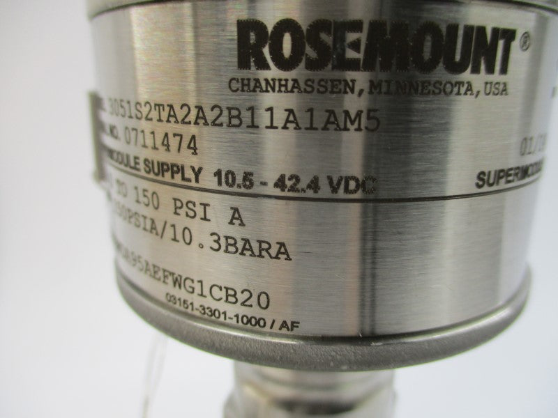 ROSEMOUNT 3051S2TA2A2B11A1AM5 10.5-42.4VDC 150PSI NSMP
