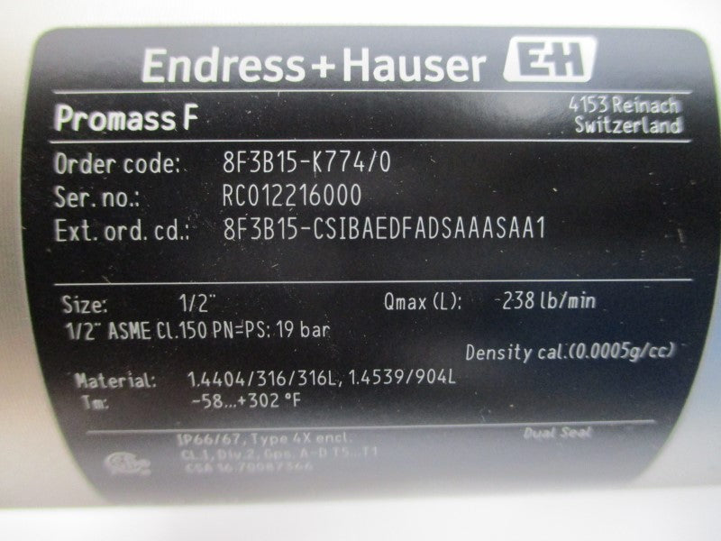 ENDRESS+HAUSER 8F3B15-K774/0 85-264VAC 1/2" NSMP