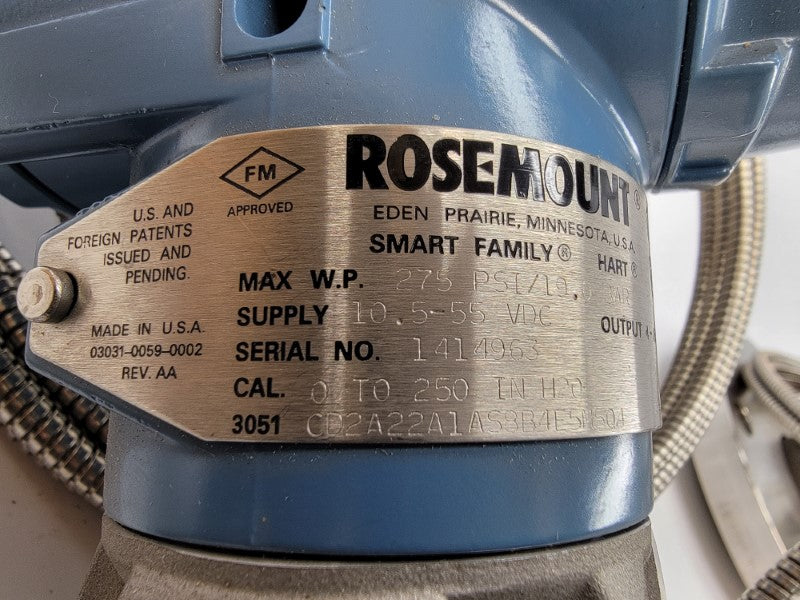 ROSEMOUNT 3051CD2A22A1AS8B4E5M5Q4 10.5-55VDC 275PSI NSMP