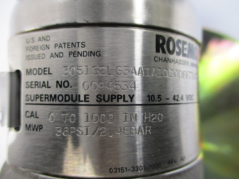 ROSEMOUNT 3051S2LG3AA1A1020DFF71CB00M5 10.5-42.4VDC 36PSI NSMP