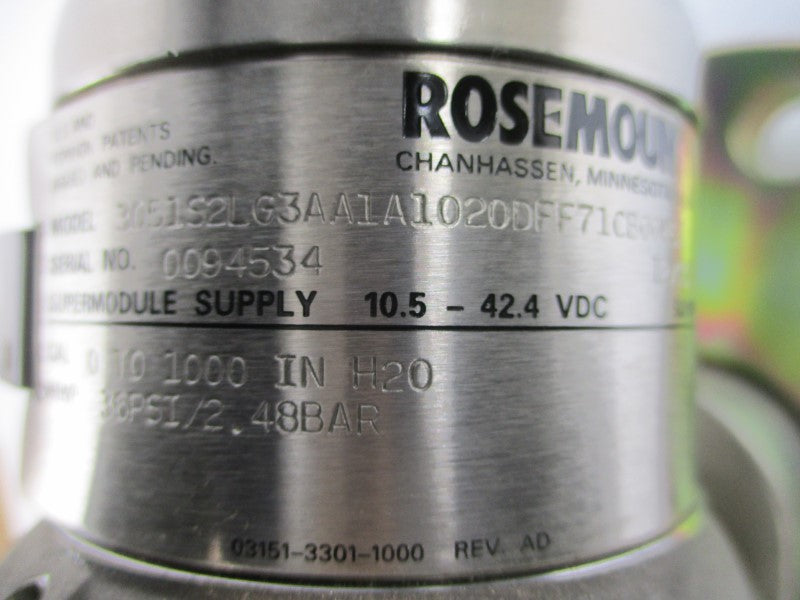 ROSEMOUNT 3051S2LG3AA1A1020DFF71CB00M5 10.5-42.4VDC 36PSI NSMP