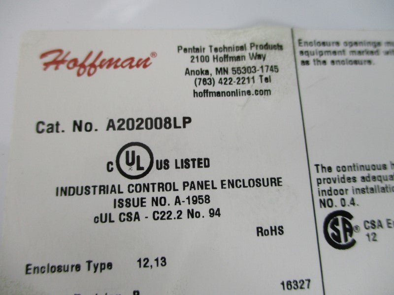 HOFFMAN A202008LP NSMP