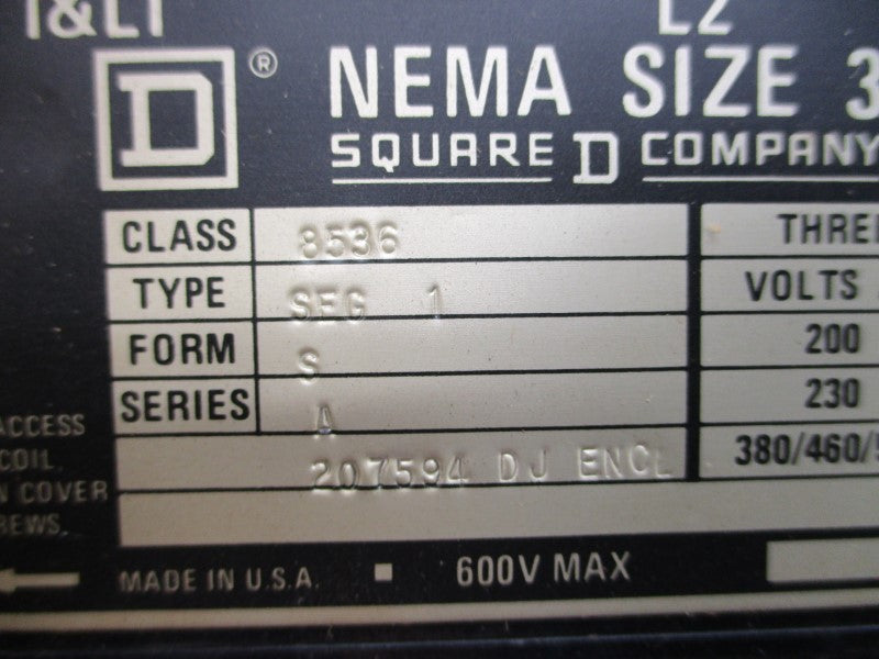 SQUARE D 8536SEG1V02S SER. A 110/120V NSNP