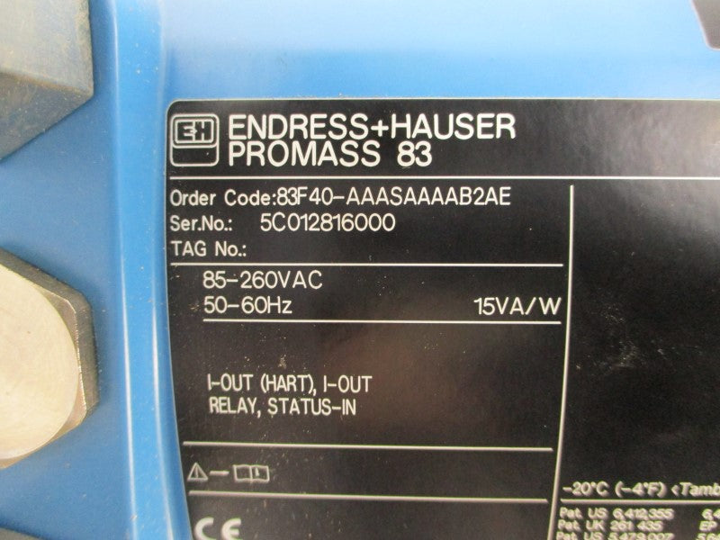 ENDRESS+HAUSER 83F40-AAASAAAAB2AE 85-260VAC 600PSI 1-1/2" NSNP